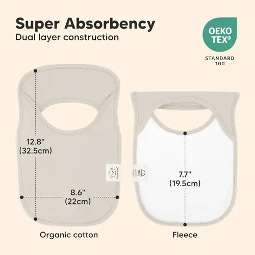 KeaBabies 8-Pack Baby Bibs for Boys, Girls - Pullover Bibs for Drooling Teething Baby Girl & Boy Toddler, Newborn, Soft & Absorbent, Cute Colors, Large Torso Coverage Keep Infant Clean & Dry (Purest) - 3