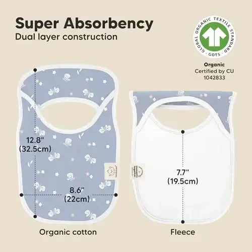 KeaBabies 8-Pack Baby Bibs for Boys, Girls - Pullover Bibs for Drooling Teething Baby Girl & Boy Toddler, Newborn, Soft & Absorbent, Cute Colors, Large Torso Coverage Keep Infant Clean & Dry (Fleur) - 3