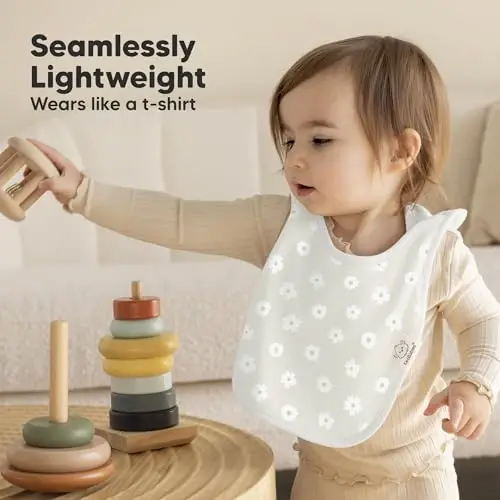 KeaBabies 8-Pack Baby Bibs for Boys, Girls - Pullover Bibs for Drooling Teething Baby Girl & Boy Toddler, Newborn, Soft & Absorbent, Cute Colors, Large Torso Coverage Keep Infant Clean & Dry (Fleur) - 5