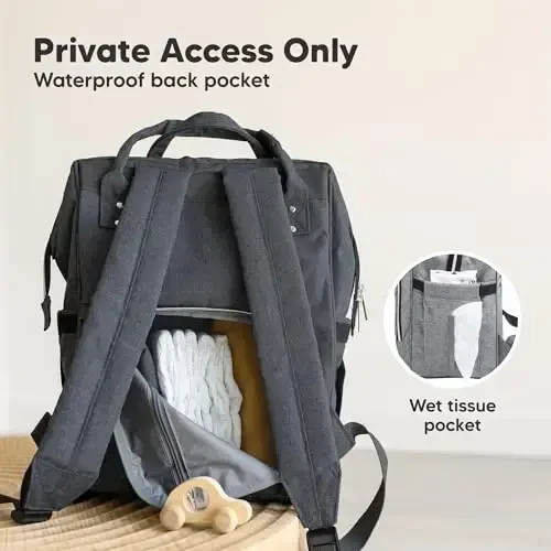 KeaBabies Baby Diaper Bag Backpack - Baby Bag for Boys, Girls, Waterproof Multi Function Baby Backpack, Large Diaper Bags for Baby Girl, Baby Boy, Travel Diaper Bag with Changing Pad (Mystic Gray) - 5