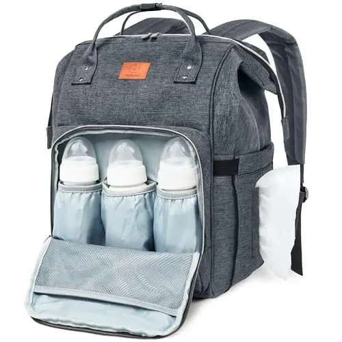 KeaBabies Baby Diaper Bag Backpack - Baby Bag for Boys, Girls, Waterproof Multi Function Baby Backpack, Large Diaper Bags for Baby Girl, Baby Boy, Travel Diaper Bag with Changing Pad (Mystic Gray) 
