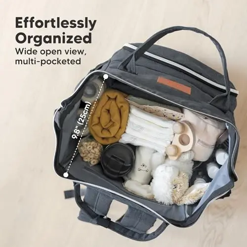 KeaBabies Baby Diaper Bag Backpack - Baby Bag for Boys, Girls, Waterproof Multi Function Baby Backpack, Large Diaper Bags for Baby Girl, Baby Boy, Travel Diaper Bag with Changing Pad (Mystic Gray) - 3