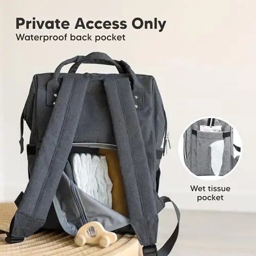 KeaBabies Baby Diaper Bag Backpack - Baby Bag for Boys, Girls, Waterproof Multi Function Baby Backpack, Large Diaper Bags for Baby Girl, Baby Boy, Travel Diaper Bag with Changing Pad (Mystic Gray) - 5