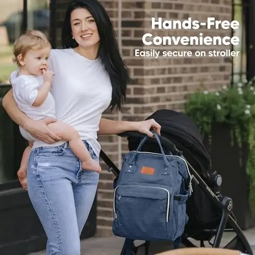 KeaBabies Baby Diaper Bag Backpack - Baby Bag for Boys, Girls, Waterproof Multi Function Baby Backpack, Large Diaper Bags for Baby Girl, Baby Boy, Travel Diaper Bag with Changing Pad(Navy Blue) - 6