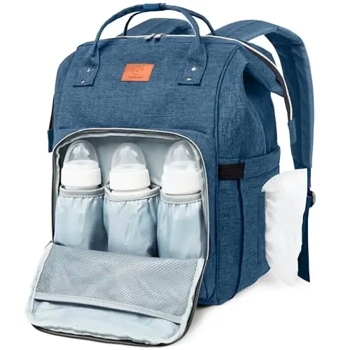 KeaBabies Baby Diaper Bag Backpack - Baby Bag for Boys, Girls, Waterproof Multi Function Baby Backpack, Large Diaper Bags for Baby Girl, Baby Boy, Travel Diaper Bag with Changing Pad(Navy Blue) 