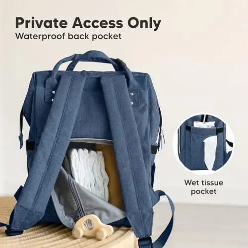 KeaBabies Baby Diaper Bag Backpack - Baby Bag for Boys, Girls, Waterproof Multi Function Baby Backpack, Large Diaper Bags for Baby Girl, Baby Boy, Travel Diaper Bag with Changing Pad(Navy Blue) - 5