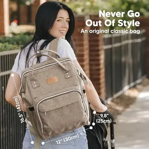 KeaBabies Baby Diaper Bag Backpack - Large Baby Bag for Boys, Girls, Waterproof Multi Function Travel Diaper Backpack with Changing Pad, Durable Travel Essentials for Moms and Dads (Coffee Brown) - 3