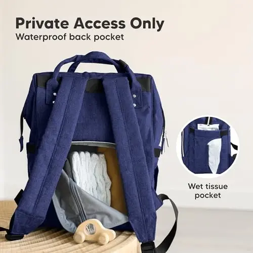 KeaBabies Baby Diaper Bag Backpack - Large Baby Bag for Boys, Girls, Waterproof Multi Function Travel Diaper Backpack with Changing Pad, Durable Travel Essentials for Moms and Dads (Marine Blue) - 5