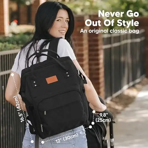 KeaBabies Baby Diaper Bag Backpack - Large Baby Bag for Boys, Girls, Waterproof Multi Function Travel Diaper Backpack with Changing Pad, Durable Travel Essentials for Moms and Dads (Trendy Black) - Modazone (1)