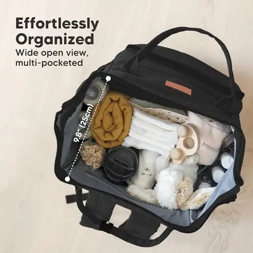 KeaBabies Baby Diaper Bag Backpack - Large Baby Bag for Boys, Girls, Waterproof Multi Function Travel Diaper Backpack with Changing Pad, Durable Travel Essentials for Moms and Dads (Trendy Black) - 3