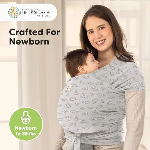 KeaBabies Baby Wrap Carrier, All in 1 Original Baby Carrier (Dino Trail) | Newborn to Toddler Sling, Easy to Wear, Hands Free Bonding, Lightweight, Breathable Infant Wraps - 2