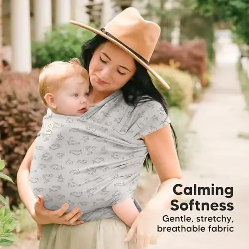 KeaBabies Baby Wrap Carrier, All in 1 Original Baby Carrier (Dino Trail) | Newborn to Toddler Sling, Easy to Wear, Hands Free Bonding, Lightweight, Breathable Infant Wraps - 3