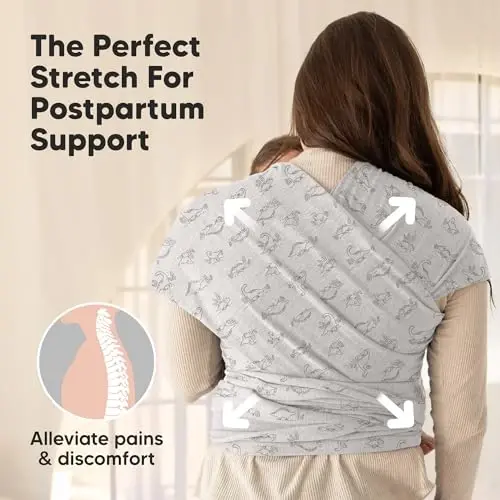 KeaBabies Baby Wrap Carrier, All in 1 Original Baby Carrier (Dino Trail) | Newborn to Toddler Sling, Easy to Wear, Hands Free Bonding, Lightweight, Breathable Infant Wraps - 5