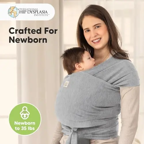 KeaBabies Baby Wrap Carrier - All in 1 Original Baby Carrier Newborn to Toddler Sling, Easy to Wear, Hands Free Bonding, Lightweight, Breathable Infant Wraps (Classic Gray) - 2
