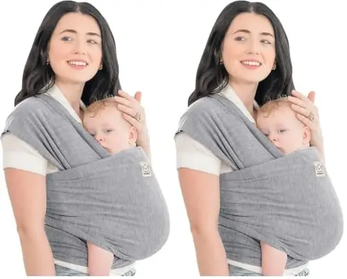 KeaBabies Baby Wrap Carrier - All in 1 Original Baby Carrier Newborn to Toddler Sling, Easy to Wear, Hands Free Bonding, Lightweight, Breathable Infant Wraps (Classic Gray) (Pack of 2) - 1