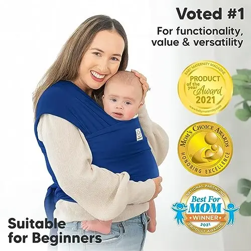 KeaBabies Baby Wrap Carrier - All in 1 Original Baby Carrier Newborn to Toddler Sling, Easy to Wear, Hands Free Bonding, Lightweight, Breathable Infant Wraps (Cobalt Blue) - 3