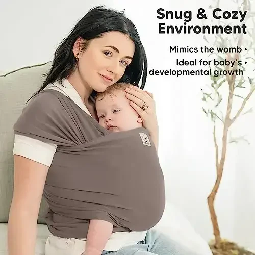 KeaBabies Baby Wrap Carrier - All in 1 Original Baby Carrier Newborn to Toddler Sling, Easy to Wear, Hands Free Bonding, Lightweight, Breathable Infant Wraps (Copper Gray) - 5