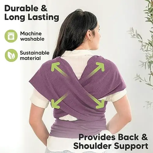 KeaBabies Baby Wrap Carrier - All in 1 Original Baby Carrier Newborn to Toddler Sling, Easy to Wear, Hands Free Bonding, Lightweight, Breathable Infant Wraps (Dark Mauve) - 4