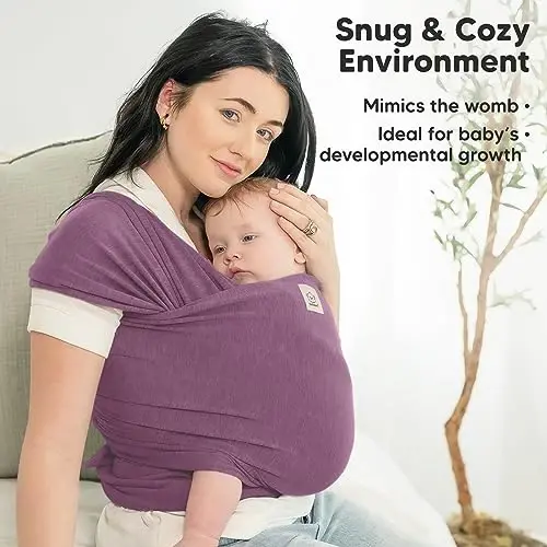 KeaBabies Baby Wrap Carrier - All in 1 Original Baby Carrier Newborn to Toddler Sling, Easy to Wear, Hands Free Bonding, Lightweight, Breathable Infant Wraps (Dark Mauve) - 5