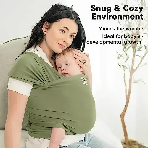 KeaBabies Baby Wrap Carrier - All in 1 Original Baby Carrier Newborn to Toddler Sling, Easy to Wear, Hands Free Bonding, Lightweight, Breathable Infant Wraps (Dusty Olive) - 5