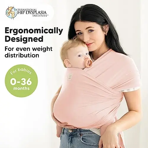 KeaBabies Baby Wrap Carrier - All in 1 Original Baby Carrier Newborn to Toddler Sling, Easy to Wear, Hands Free Bonding, Lightweight, Breathable Infant Wraps (Dusty Pink) - 2