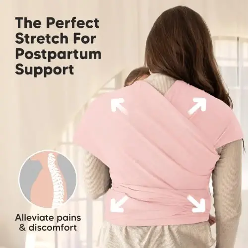 KeaBabies Baby Wrap Carrier - All in 1 Original Baby Carrier Newborn to Toddler Sling, Easy to Wear, Hands Free Bonding, Lightweight, Breathable Infant Wraps (Dusty Pink) - 4