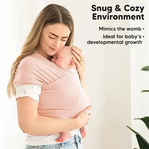 KeaBabies Baby Wrap Carrier - All in 1 Original Baby Carrier Newborn to Toddler Sling, Easy to Wear, Hands Free Bonding, Lightweight, Breathable Infant Wraps (Dusty Pink) (Pack of 2) - 6