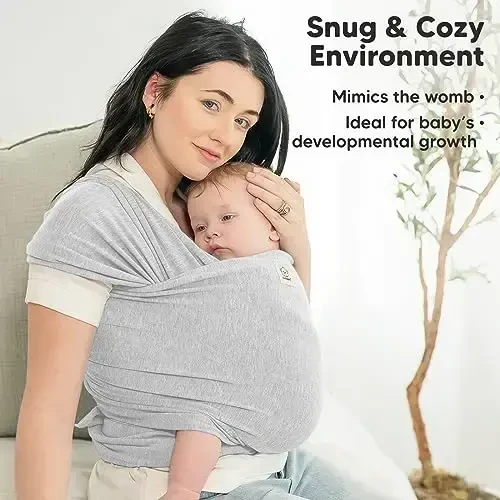 KeaBabies Baby Wrap Carrier - All in 1 Original Baby Carrier Newborn to Toddler Sling, Easy to Wear, Hands Free Bonding, Lightweight, Breathable Infant Wraps (Light Heather) - 5