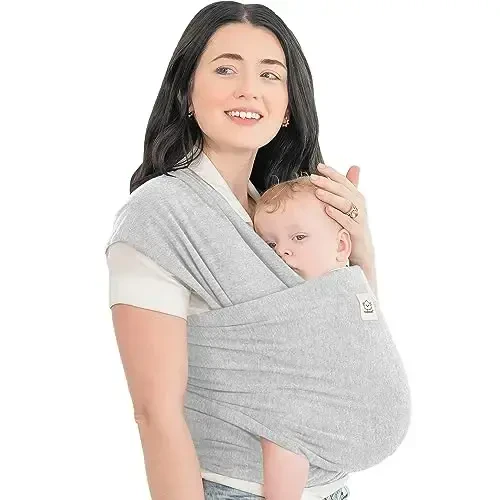 KeaBabies Baby Wrap Carrier - All in 1 Original Baby Carrier Newborn to Toddler Sling, Easy to Wear, Hands Free Bonding, Lightweight, Breathable Infant Wraps (Light Heather) - KeaBabies