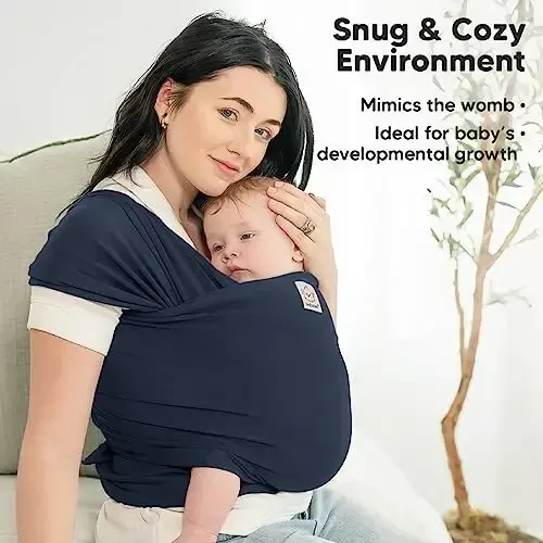 KeaBabies Baby Wrap Carrier - All in 1 Original Baby Carrier Newborn to Toddler Sling, Easy to Wear, Hands Free Bonding, Lightweight, Breathable Infant Wraps (Midnight) - 5