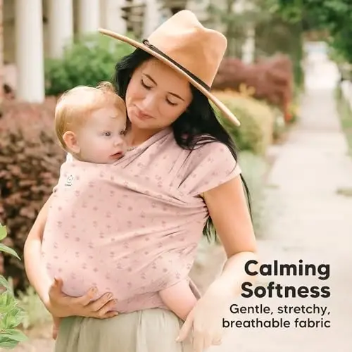 KeaBabies Baby Wrap Carrier - All in 1 Original Baby Carrier Newborn to Toddler Sling, Easy to Wear, Hands Free Bonding, Lightweight, Breathable Infant Wraps (Pink Daisies) - 3