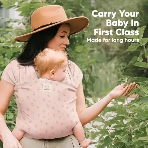 KeaBabies Baby Wrap Carrier - All in 1 Original Baby Carrier Newborn to Toddler Sling, Easy to Wear, Hands Free Bonding, Lightweight, Breathable Infant Wraps (Pink Daisies) - 5