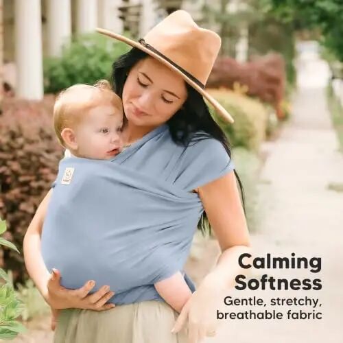 KeaBabies Baby Wrap Carrier - All in 1 Original Baby Carrier Newborn to Toddler Sling, Easy to Wear, Hands Free Bonding, Lightweight, Breathable Infant Wraps (Powder Blue) - 2