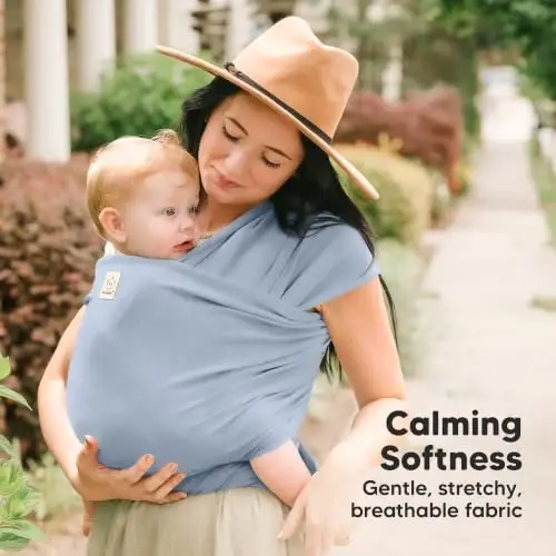 KeaBabies Baby Wrap Carrier - All in 1 Original Baby Carrier Newborn to Toddler Sling, Easy to Wear, Hands Free Bonding, Lightweight, Breathable Infant Wraps (Powder Blue) - 2