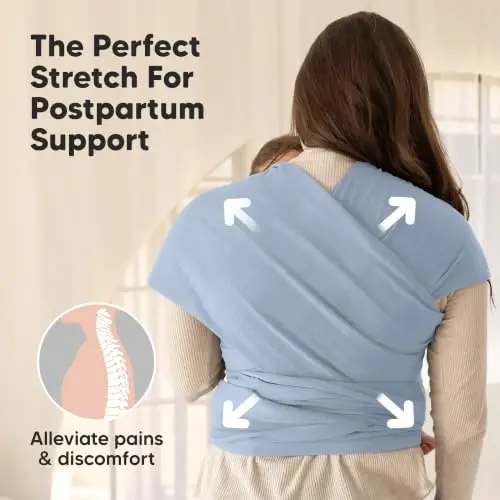 KeaBabies Baby Wrap Carrier - All in 1 Original Baby Carrier Newborn to Toddler Sling, Easy to Wear, Hands Free Bonding, Lightweight, Breathable Infant Wraps (Powder Blue) - 4