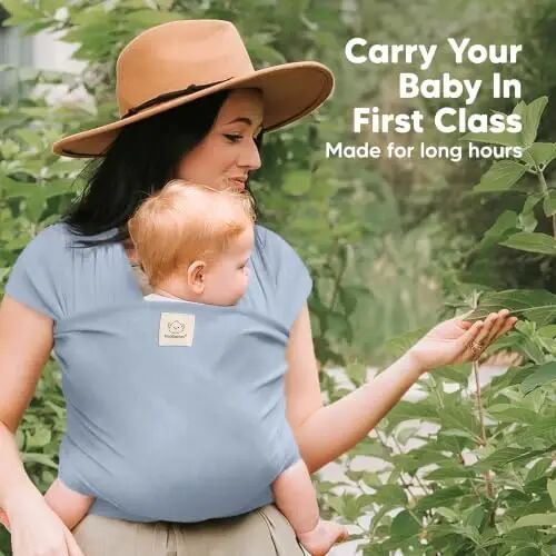 KeaBabies Baby Wrap Carrier - All in 1 Original Baby Carrier Newborn to Toddler Sling, Easy to Wear, Hands Free Bonding, Lightweight, Breathable Infant Wraps (Powder Blue) - 5