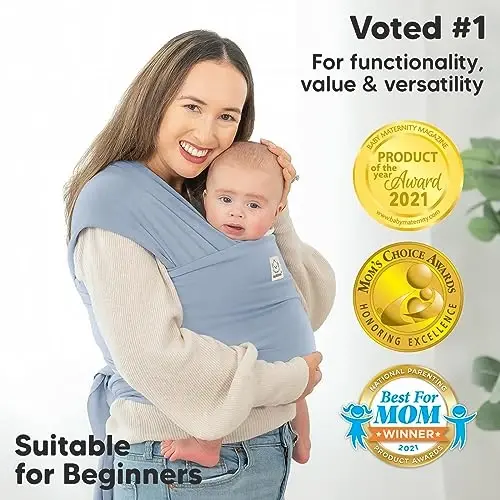KeaBabies Baby Wrap Carrier - All in 1 Original Baby Carrier Newborn to Toddler Sling, Easy to Wear, Hands Free Bonding, Lightweight, Breathable Infant Wraps (Powder Blue) - 3