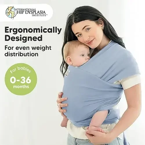 KeaBabies Baby Wrap Carrier - All in 1 Original Baby Carrier Newborn to Toddler Sling, Easy to Wear, Hands Free Bonding, Lightweight, Breathable Infant Wraps (Powder Blue) - KeaBabies (1)