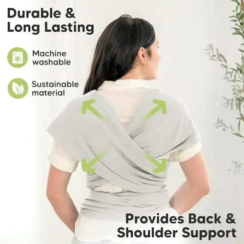 KeaBabies Baby Wrap Carrier - All in 1 Original Baby Carrier Newborn to Toddler Sling, Easy to Wear, Hands Free Bonding, Lightweight, Breathable Infant Wraps (Rhino Gray) - 4