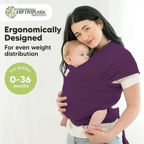 KeaBabies Baby Wrap Carrier - All in 1 Original Baby Carrier Newborn to Toddler Sling, Easy to Wear, Hands Free Bonding, Lightweight, Breathable Infant Wraps (Royal Purple) - 2