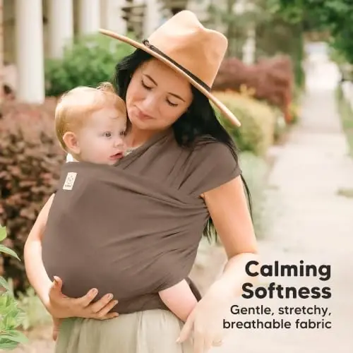 KeaBabies Baby Wrap Carrier - All in 1 Original Baby Carrier Newborn to Toddler Sling, Easy to Wear, Hands Free Bonding, Lightweight, Breathable Infant Wraps (Saddle Brown) - 2