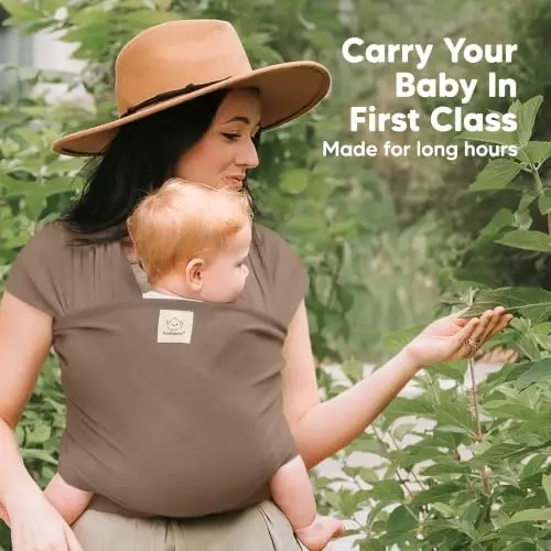 KeaBabies Baby Wrap Carrier - All in 1 Original Baby Carrier Newborn to Toddler Sling, Easy to Wear, Hands Free Bonding, Lightweight, Breathable Infant Wraps (Saddle Brown) - 5