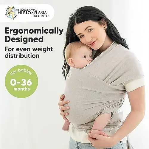 KeaBabies Baby Wrap Carrier - All in 1 Original Baby Carrier Newborn to Toddler Sling, Easy to Wear, Hands Free Bonding, Lightweight, Breathable Infant Wraps (Stone Gray) - 2