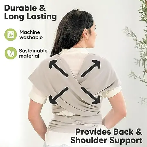 KeaBabies Baby Wrap Carrier - All in 1 Original Baby Carrier Newborn to Toddler Sling, Easy to Wear, Hands Free Bonding, Lightweight, Breathable Infant Wraps (Stone Gray) (Pack of 2) - 5