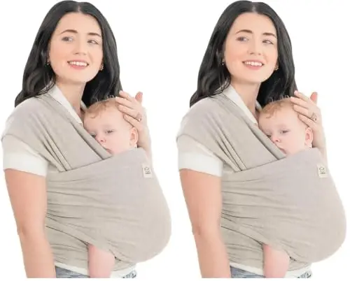 KeaBabies Baby Wrap Carrier - All in 1 Original Baby Carrier Newborn to Toddler Sling, Easy to Wear, Hands Free Bonding, Lightweight, Breathable Infant Wraps (Stone Gray) (Pack of 2) - KEABABIES