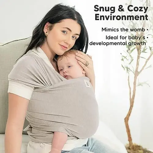 KeaBabies Baby Wrap Carrier - All in 1 Original Baby Carrier Newborn to Toddler Sling, Easy to Wear, Hands Free Bonding, Lightweight, Breathable Infant Wraps (Stone Gray) (Pack of 2) - 6