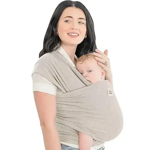 KeaBabies Baby Wrap Carrier - All in 1 Original Baby Carrier Newborn to Toddler Sling, Easy to Wear, Hands Free Bonding, Lightweight, Breathable Infant Wraps (Stone Gray) - KeaBabies