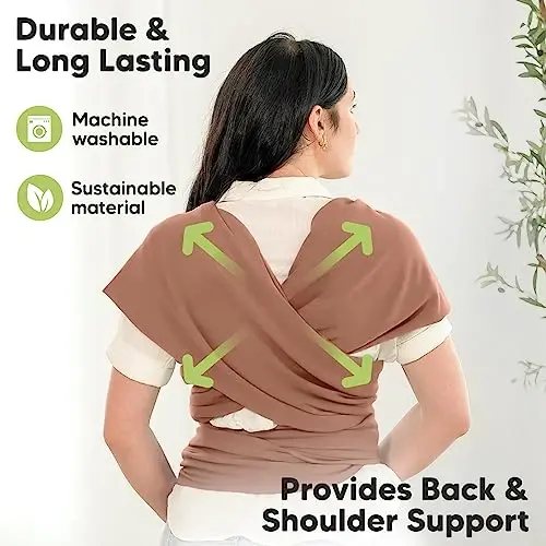 KeaBabies Baby Wrap Carrier - All in 1 Original Baby Carrier Newborn to Toddler Sling, Easy to Wear, Hands Free Bonding, Lightweight, Breathable Infant Wraps (Terracotta) - 4