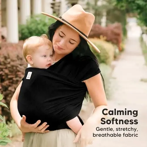 KeaBabies Baby Wrap Carrier - All in 1 Original Baby Carrier Newborn to Toddler Sling, Easy to Wear, Hands Free Bonding, Lightweight, Breathable Infant Wraps (Trendy Black) (Pack of 2) - 3