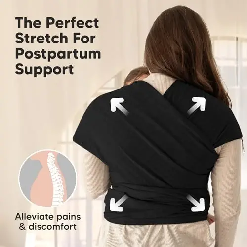 KeaBabies Baby Wrap Carrier - All in 1 Original Baby Carrier Newborn to Toddler Sling, Easy to Wear, Hands Free Bonding, Lightweight, Breathable Infant Wraps (Trendy Black) (Pack of 2) - 5